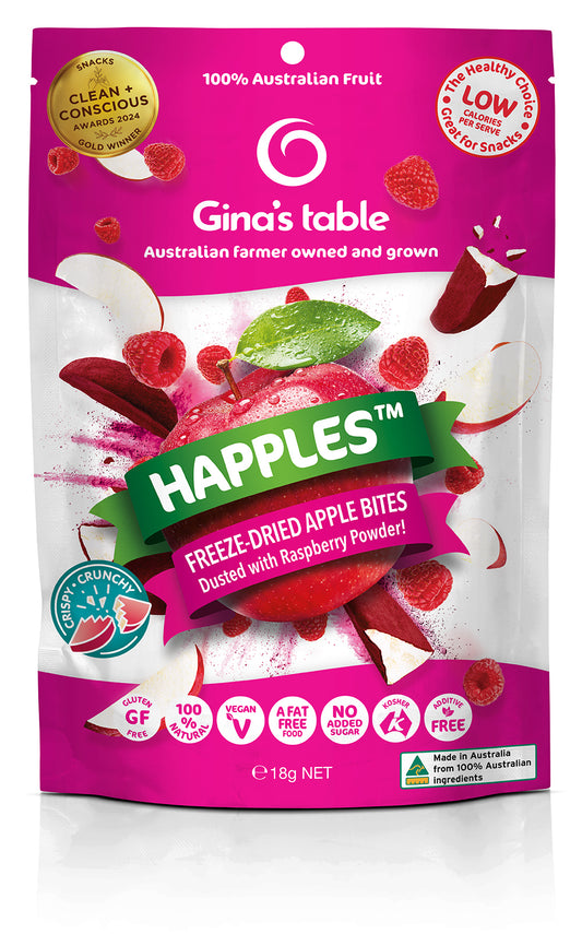 Freeze-Dried Apple Bites Dusted with Raspberry Powder